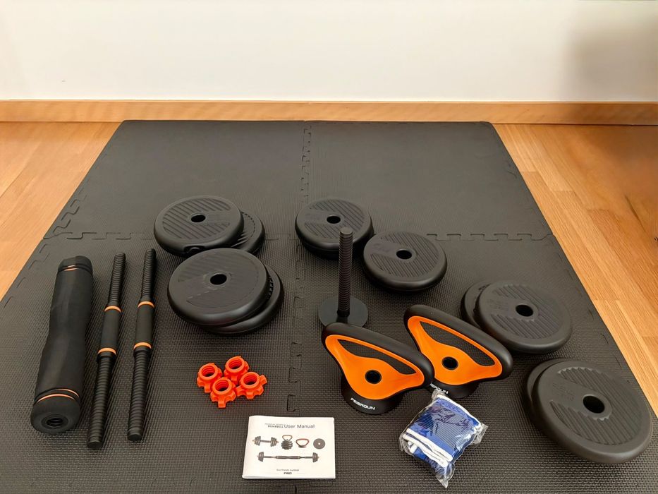 Conjunto de pesos Xiaomi 20Kg: Halteres, Pesos e Kettlebell + Tatami Preto