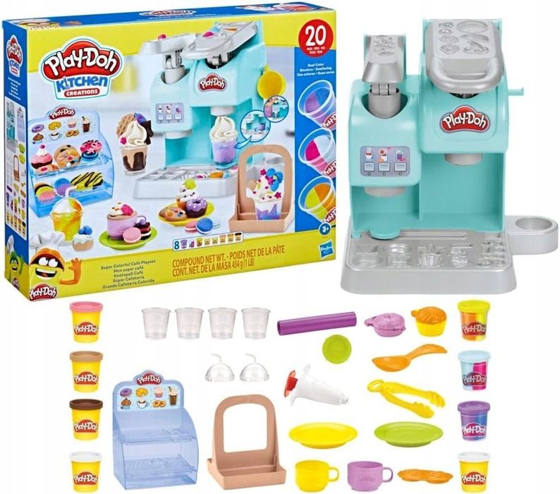 ZESTAW ciastoliny Play-Doh kawiarnia ekspres 8 tubek