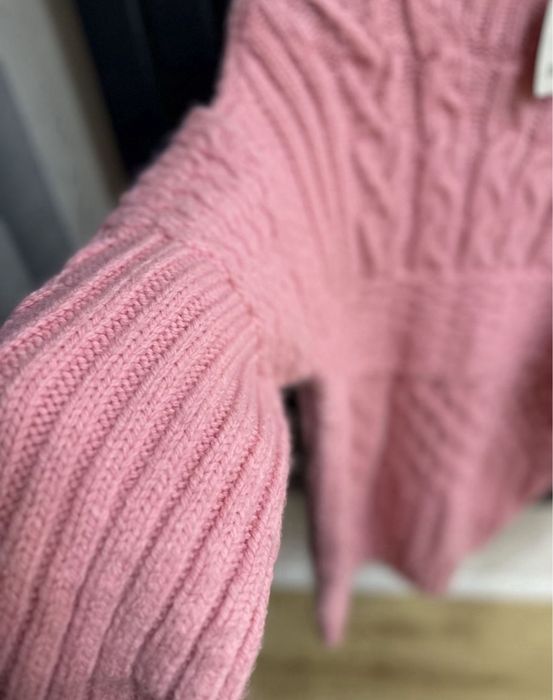 Теплий рожевий розовый вязанний светр крутий кофта коси Zara S M