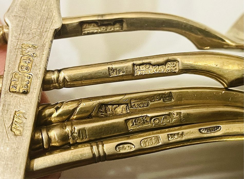 Ложка Серебро 84 875 пр Штихель Чернь Позолота Медовые