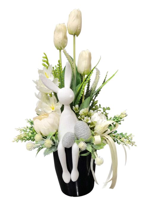 Wielkanocna kompozycja kwiatowa stroik świąteczny W116