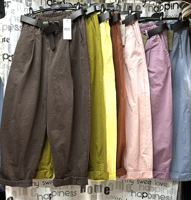 Брюки багги,хлопок, свободный крой, Италия,  S-XL