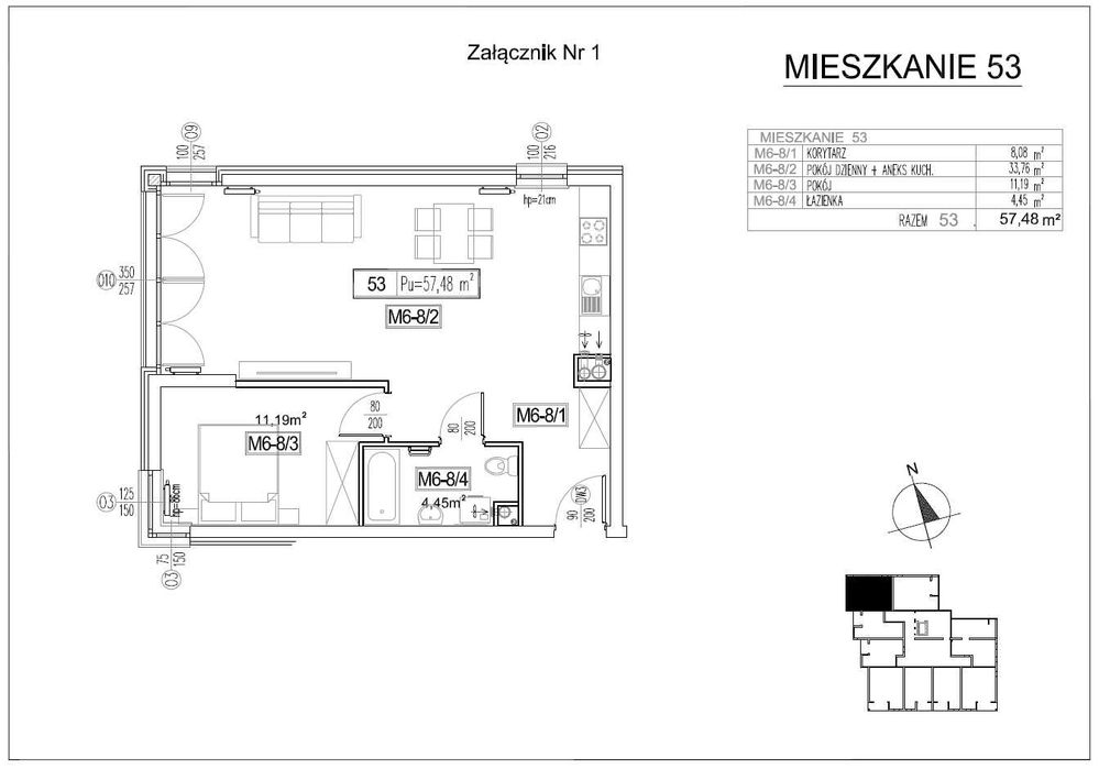 Nowe mieszkanie 57,48 m² | Łuków, ul. Kresów Wschodnich | Klimatyzacja