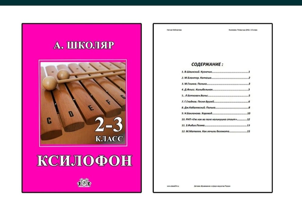 Ударные 
Ксилофон
1-2 класс 
2-3 класс 
3-4 класс 
4-5 класс 
Содержан