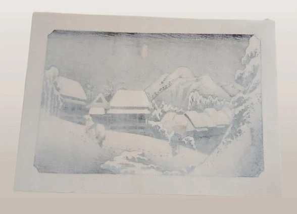Verdadeira xilogravura japonesa de Utagawa Hiroshige | O Grande Tokaido - 15.ª estação: Kanbara-juku