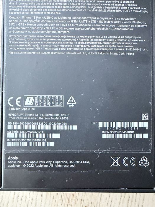 iPhone 13 PRO 128GB Sierra Blue Niebieski