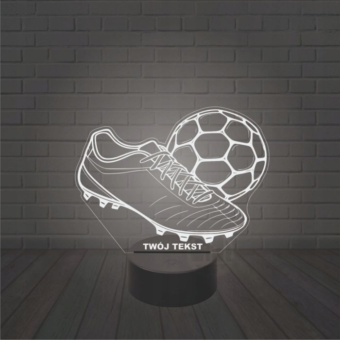 Lampka nocna piłka nożna BUT na biurko 3D prezent dla piłkarza imię