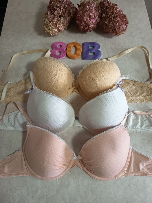 Stanik biustonosz 80 B zestaw 3 sztuki  push up