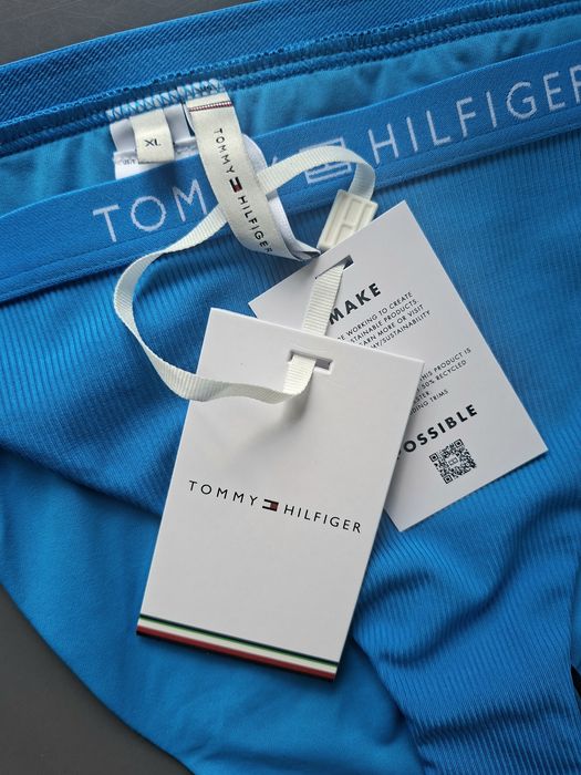 Tommy Hilfiger majtki bikini XL niebieskie chabrowe wiązane po bokach