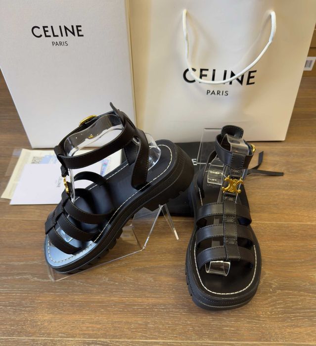 ‼️АКЦІЯ / Останні Розміри‼️Босоніжки Gladiator Celine Clea Triomphe Black/ Босоножки Celine /Сандалі Селіне