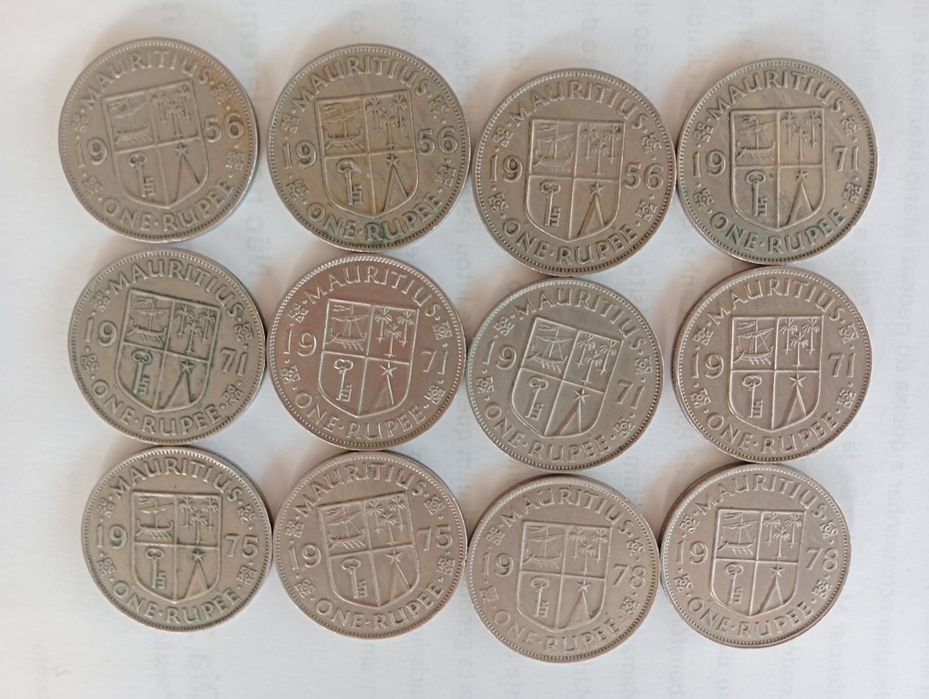 12 moedas Maurícias 1956 a 1978