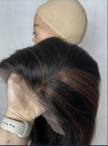 Brazowa cieniowana peruka wlosy naturalne ludzkie 100%