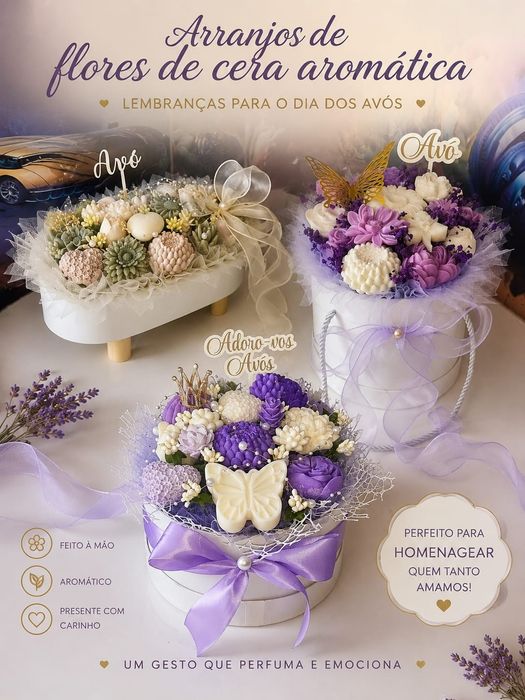 Arranjos de flores de cera perfumada