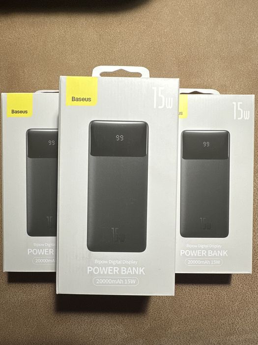 Повербанк Baseus Bipow Digital Display 15W 20000mAh чорний