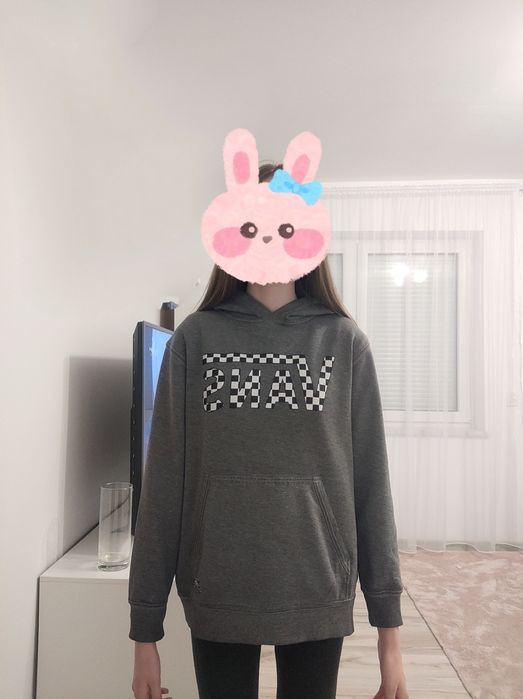 Szara bluza z kapturem Vans szachownica L