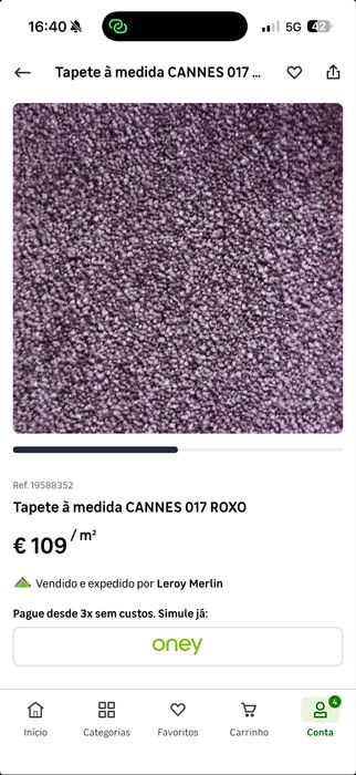 Tapete Cannes 017 Roxo com remate 180x80cm