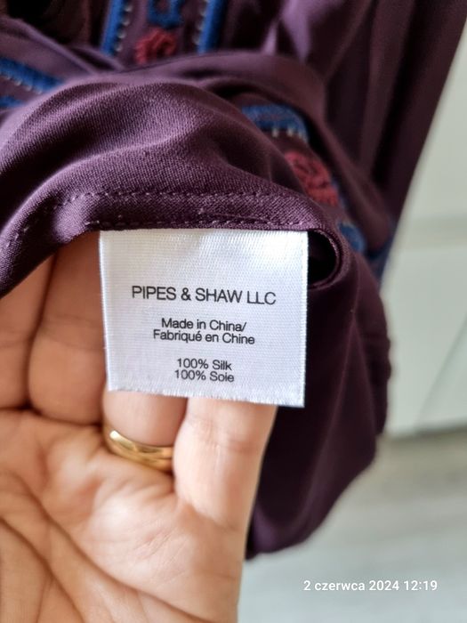 100% jedwab elegancka bluzka XS