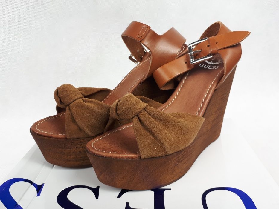 Nowe sandały GUESS zamszowe koturn platforma 38 oryginał