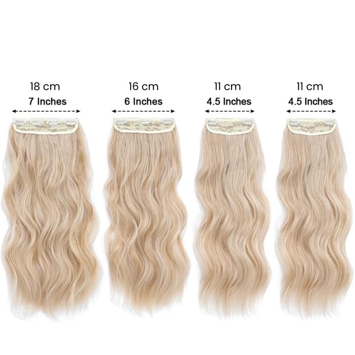 Ms Taj włosy doczepiane clip-in 50cm blond kręcone syntetyczne 4 szt