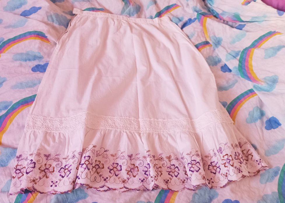 Spódnica szyta w PRL-u koronka vintage retro hafty szeroka M/L