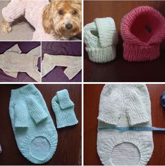 Одяг для собак, котів. В'язані шапки светри,  комбенізон, жилет.