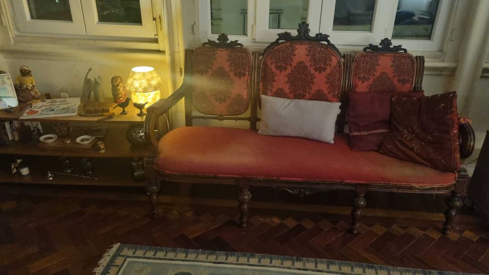 Canapé estilo Luís XV em mogno maciço - 2º estofo