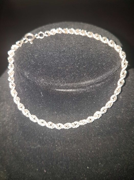 Pulseira em Malha de Corda em Prata