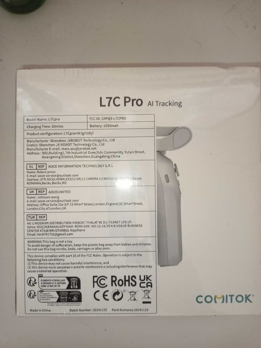 Стабілізатор L7Cpro+AI, 3-осевий з автоматичним відстеженням обличчя