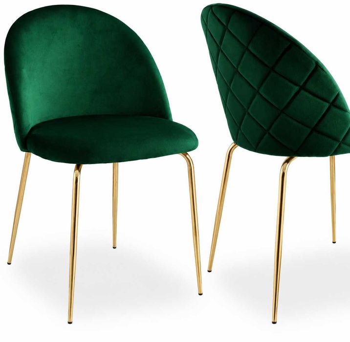 Krzesło welurowe FARGO GOLD VELVET ciemnozielone
