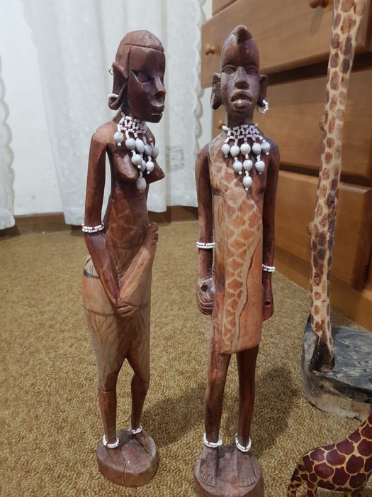 Conjunto de 2 negros em madeira