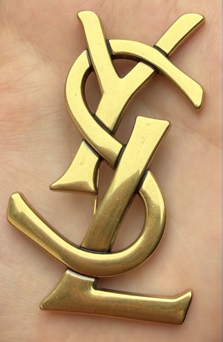 Broszka YSL stare złoto 6,3 cm