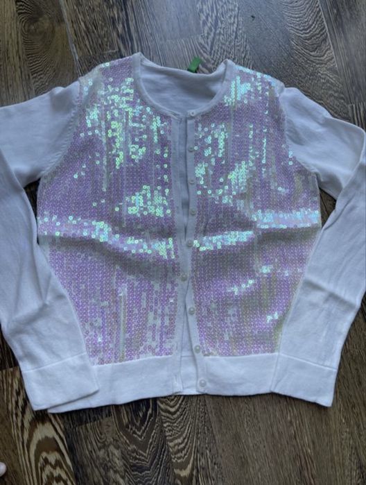 Benetton sweter cekiny roz. 150 cm