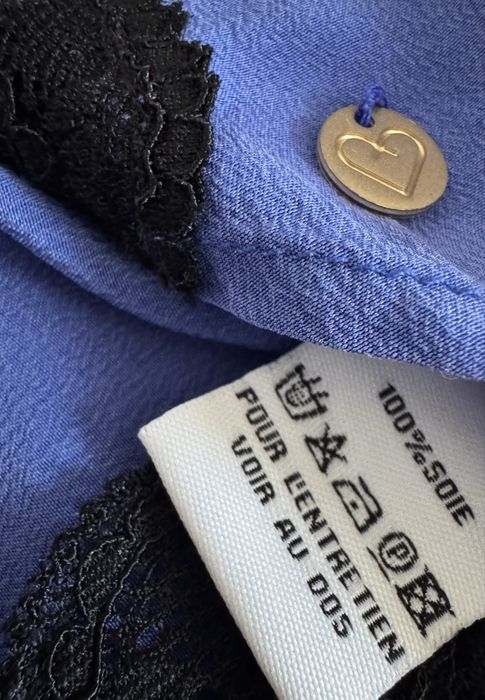 100% Jedwab Alberto Bini S/M 36/38, Luksusowy top bluzka z koronką