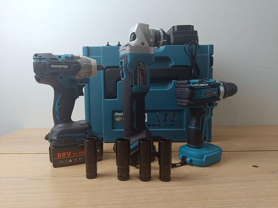 Conjunto 3 Maquinas Mukins Brushless 88V - Pack Profissional com Mala