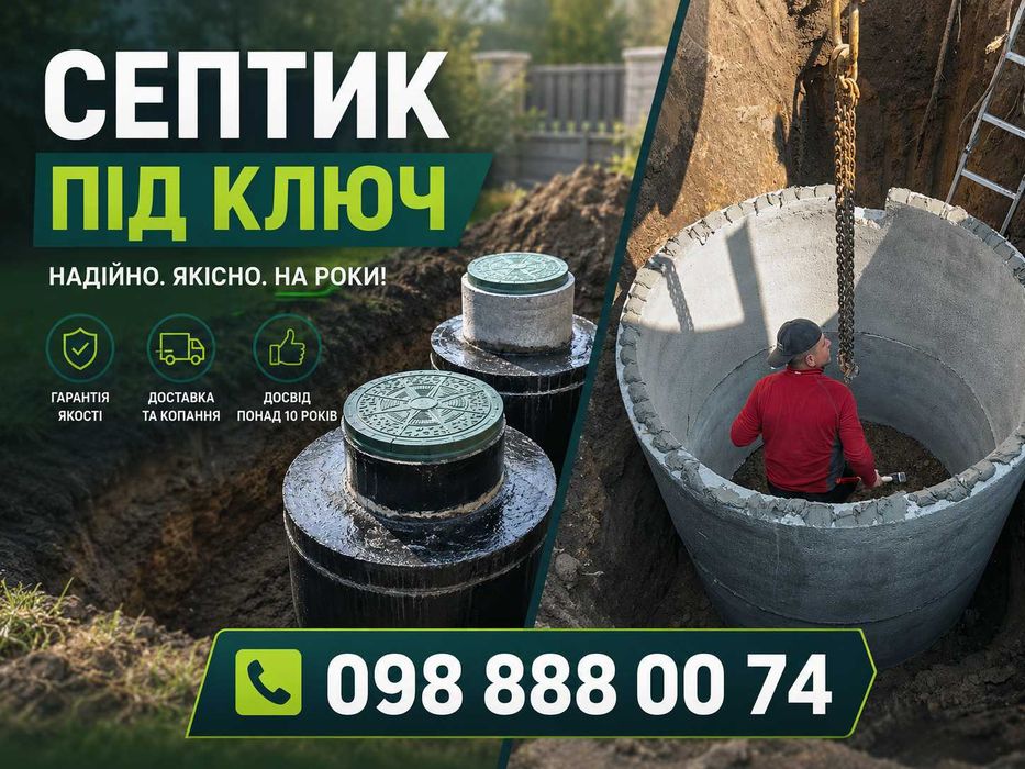Септик за 1 день‼️ Канализация. Выгребные ямы! Бетонні кільця копка , установка