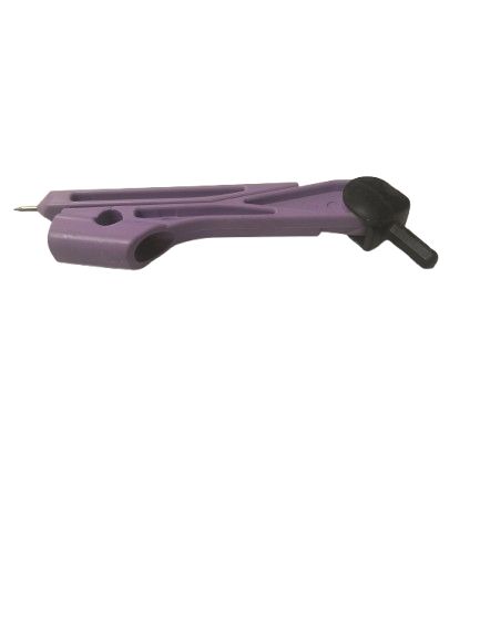 Cyrkiel szkolny plastikowy fioletowy uchwyt na ołówek