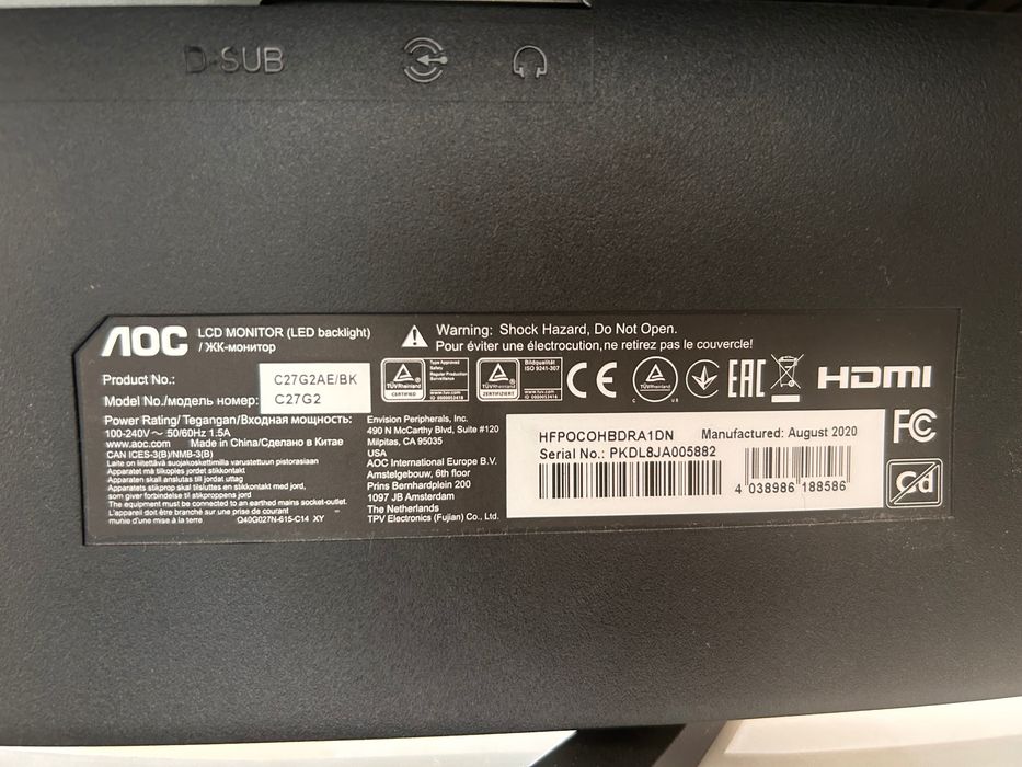 Monitor AOC curvo 27"