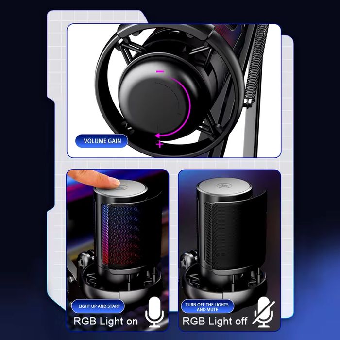 Microfone RGB  com Suporte RGB