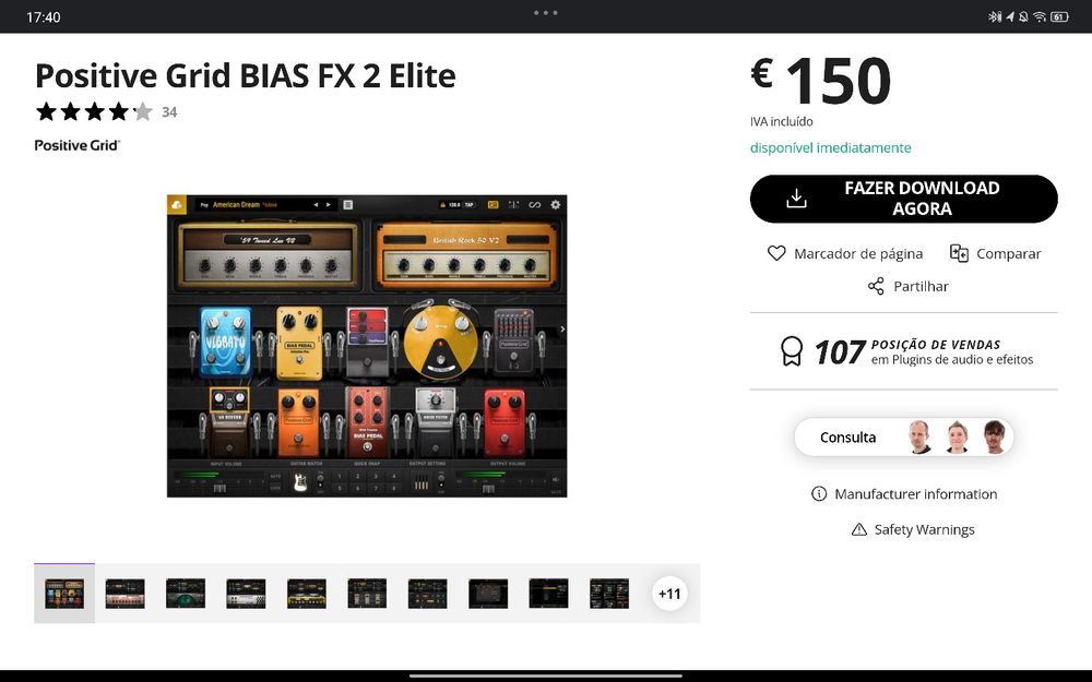 Positive Grid Bias FX2 Elite + Interface / pedaleira HB MP-500
