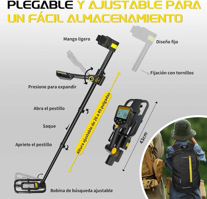 [NOVO] KIT Detector de metais com bateria de lítio recarregável