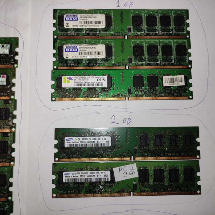 Оперативна пам'ять DDR2 DDR1 DDR3 RAM 512mb 256 1 2 4gb  DIMM SO-DIMM