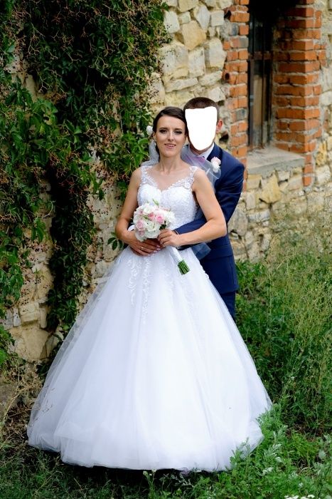 Biała suknia ślubna Anna, rozmiar 38/40, wiązanie gorsetowe