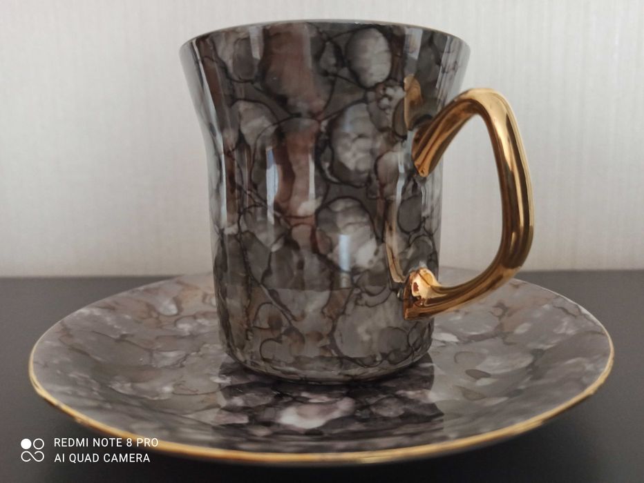 Filiżanka, spodek Aleksander, porcelana Włocławek
