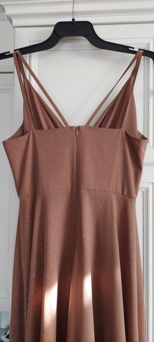 Sukienka weselna imprezowa brązowa długa