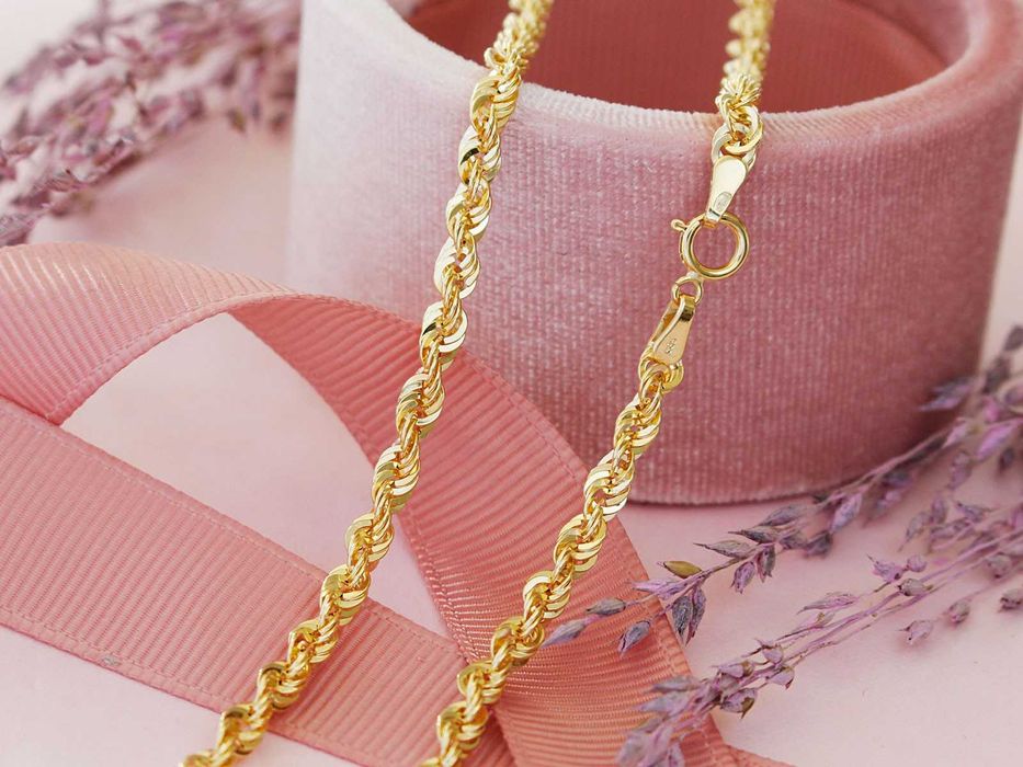 Łańcuszek damski złoty gruby splot korda 3.4 mm PR 585