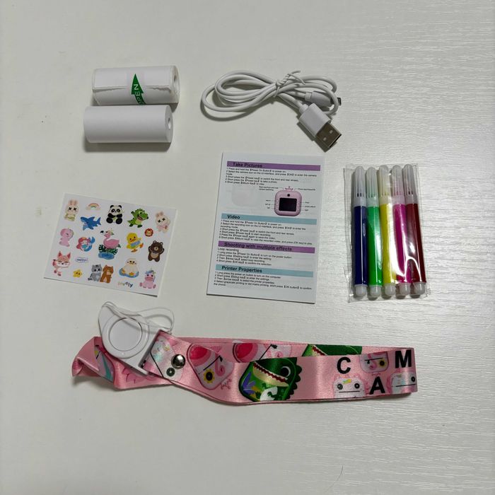 Фотоапарат принтер дитячий з миттєвим друком Єдиноріг рожевий рулони