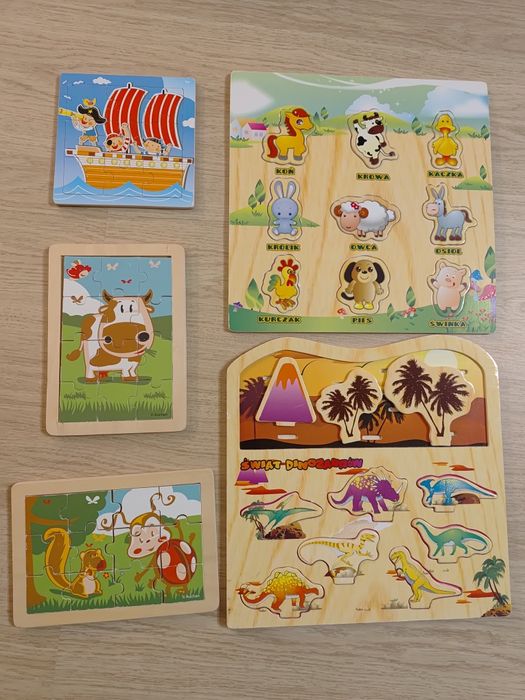 Zestaw drewnianych puzzli dla dzieci puzzle drewniane