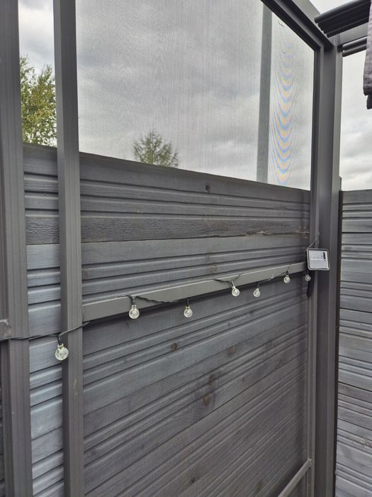 Altana pergola antracyt 3m x 3m z zasłonami, daszek, moskitiera, podło