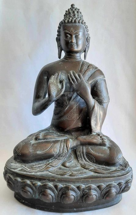 Budda Duża Stara Figura Brąz