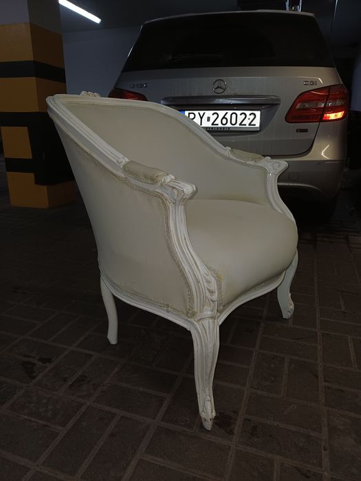 Piekny szlachecki palacowy duzy fotel barok